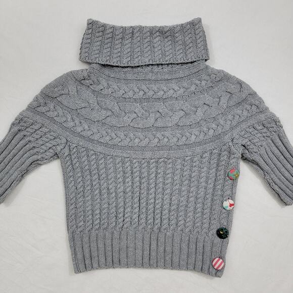 Matilda Jane Flaxen Reese Grey Cable Knit Turtle Neck Sweater - Picture 1 of 8